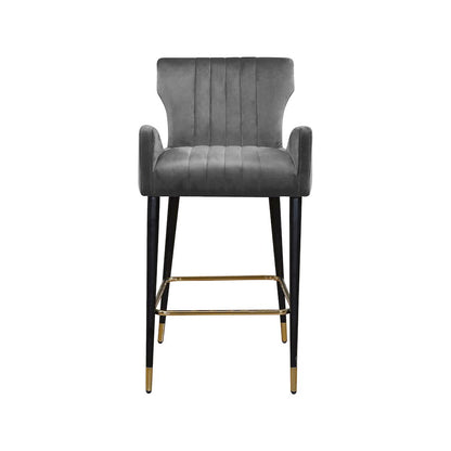 Luxe Grey Velvet Stool, Set of 2