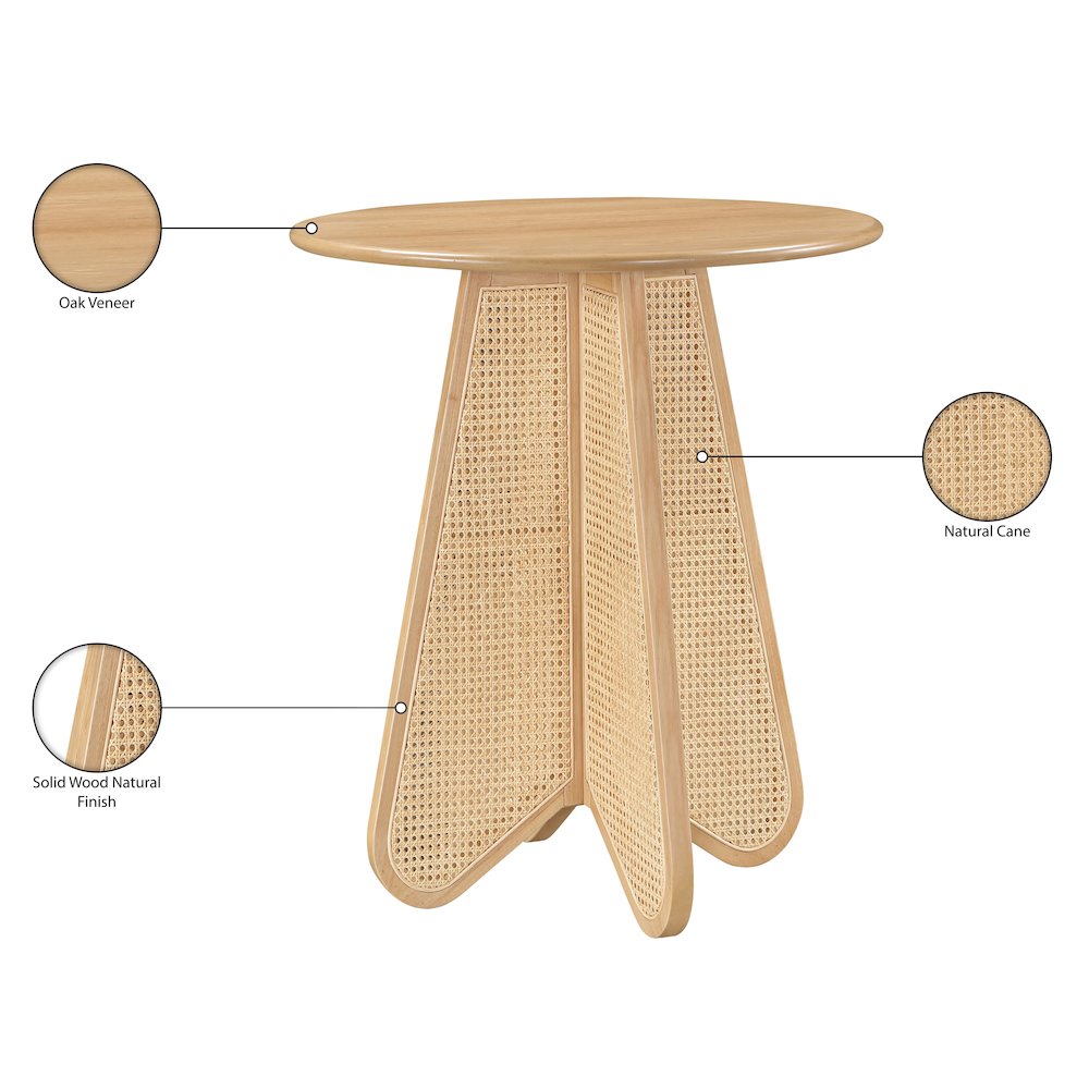 Butterfly 36" Natural Solid Wood And Natural Cane Bar Height Table