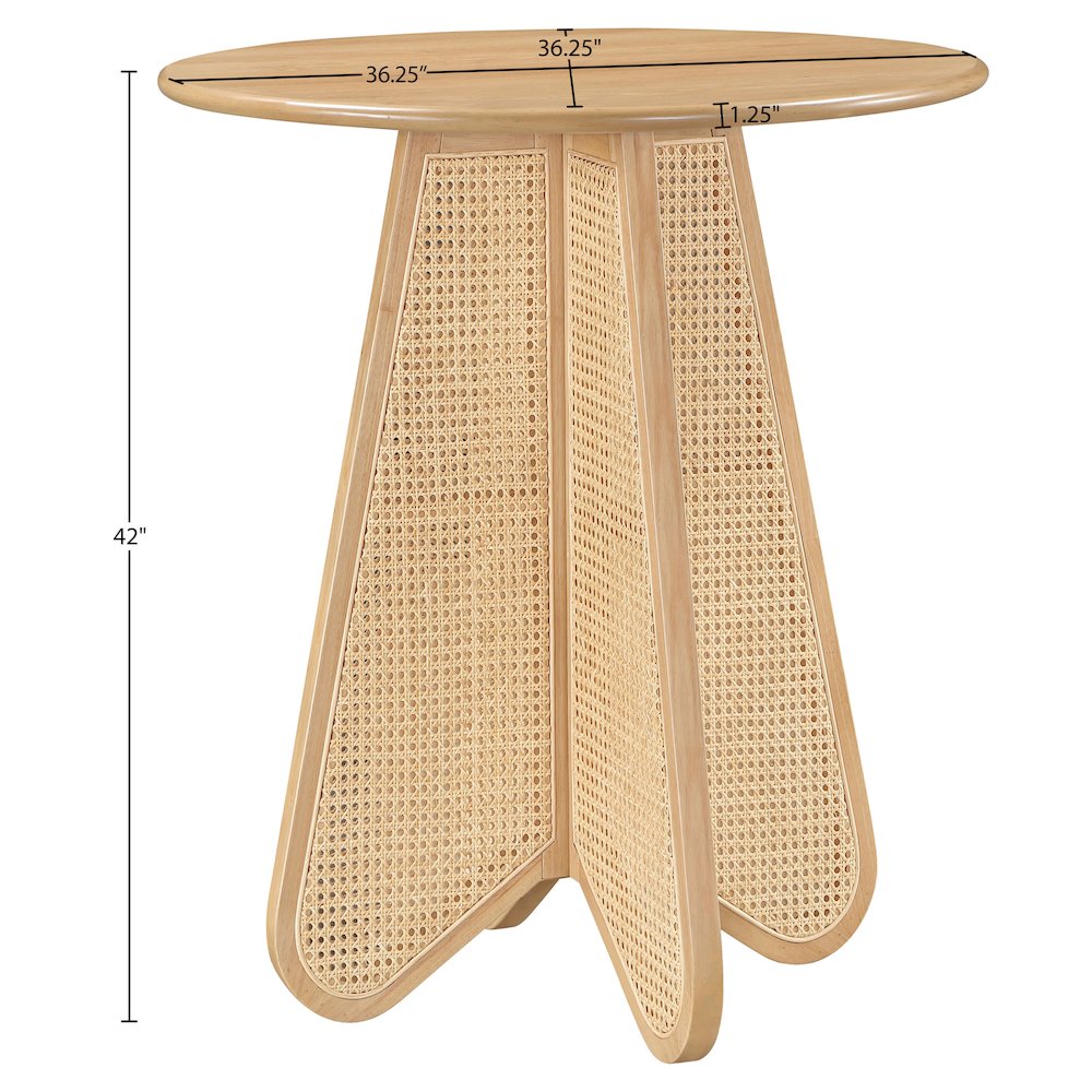 Butterfly 36" Natural Solid Wood And Natural Cane Bar Height Table