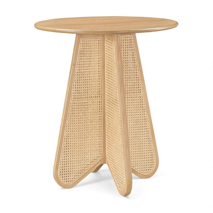 Butterfly 36" Natural Solid Wood And Natural Cane Bar Height Table