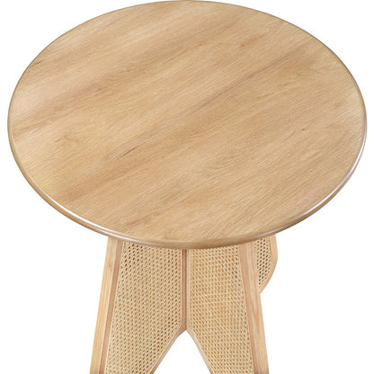 Butterfly 36" Natural Solid Wood And Natural Cane Bar Height Table