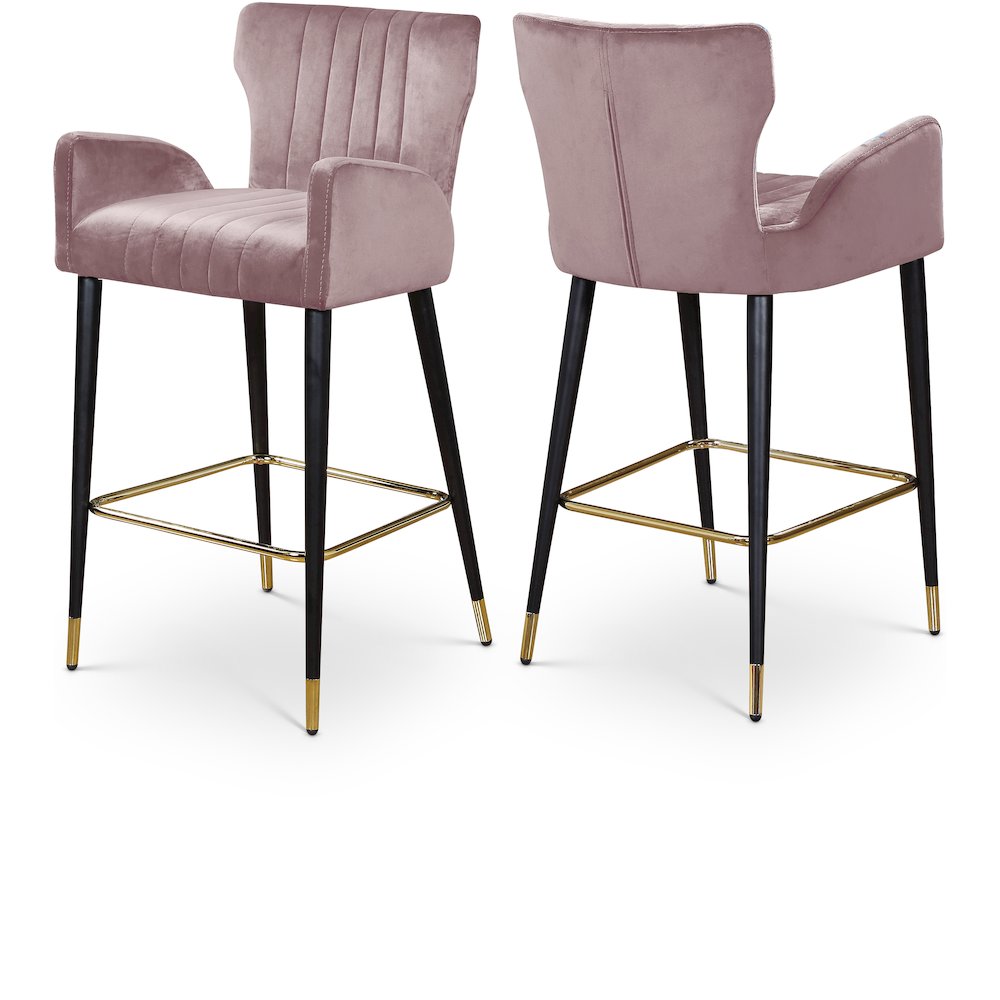 Luxe Pink Velvet Stool, Set of 2