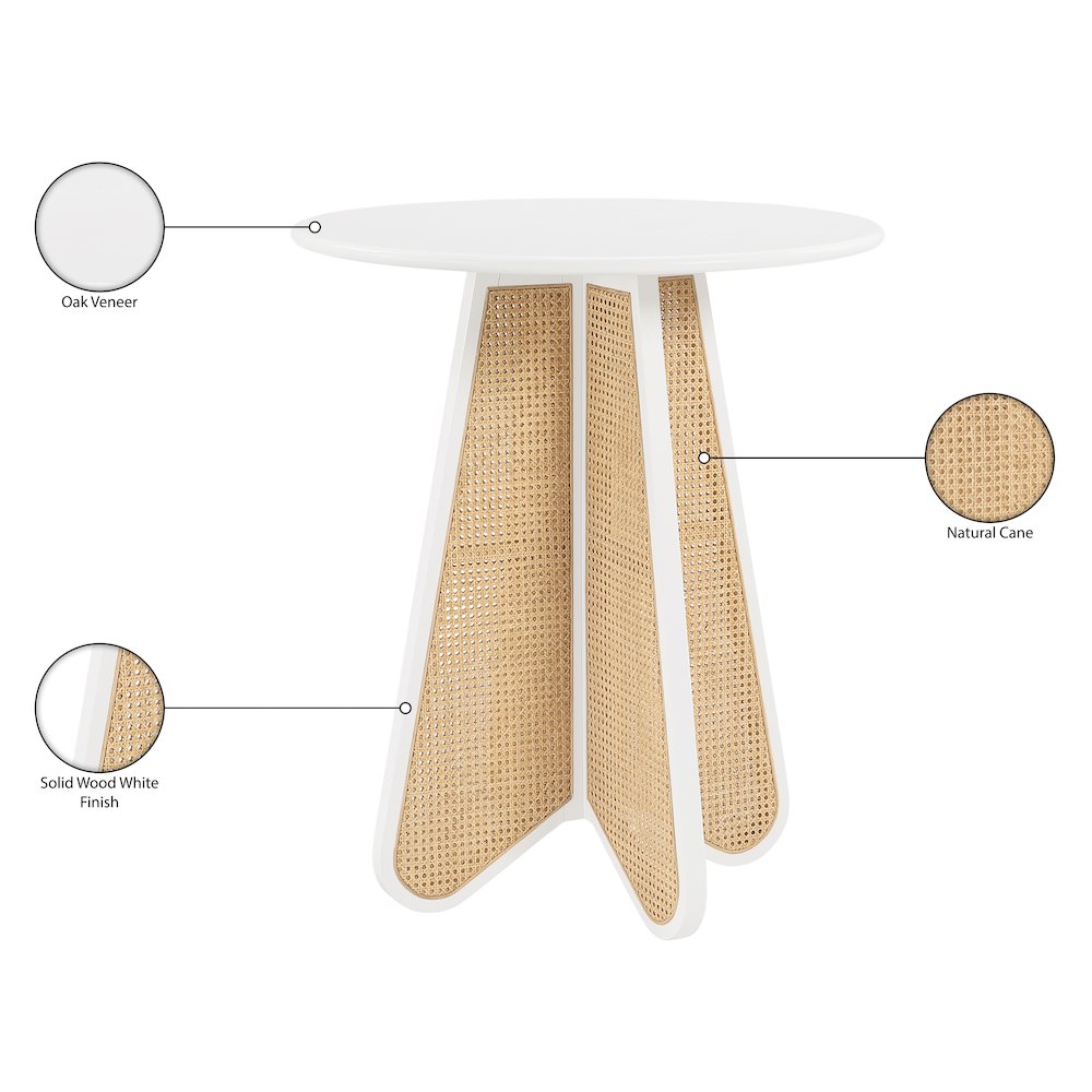 Butterfly 36" White / Natural Solid Wood And Natural Cane Bar Height Table