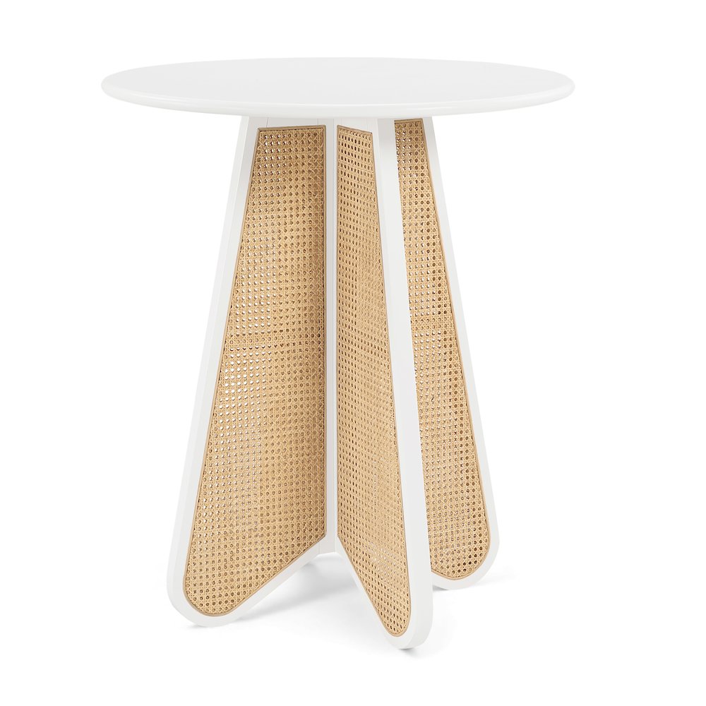Butterfly 36" White / Natural Solid Wood And Natural Cane Bar Height Table