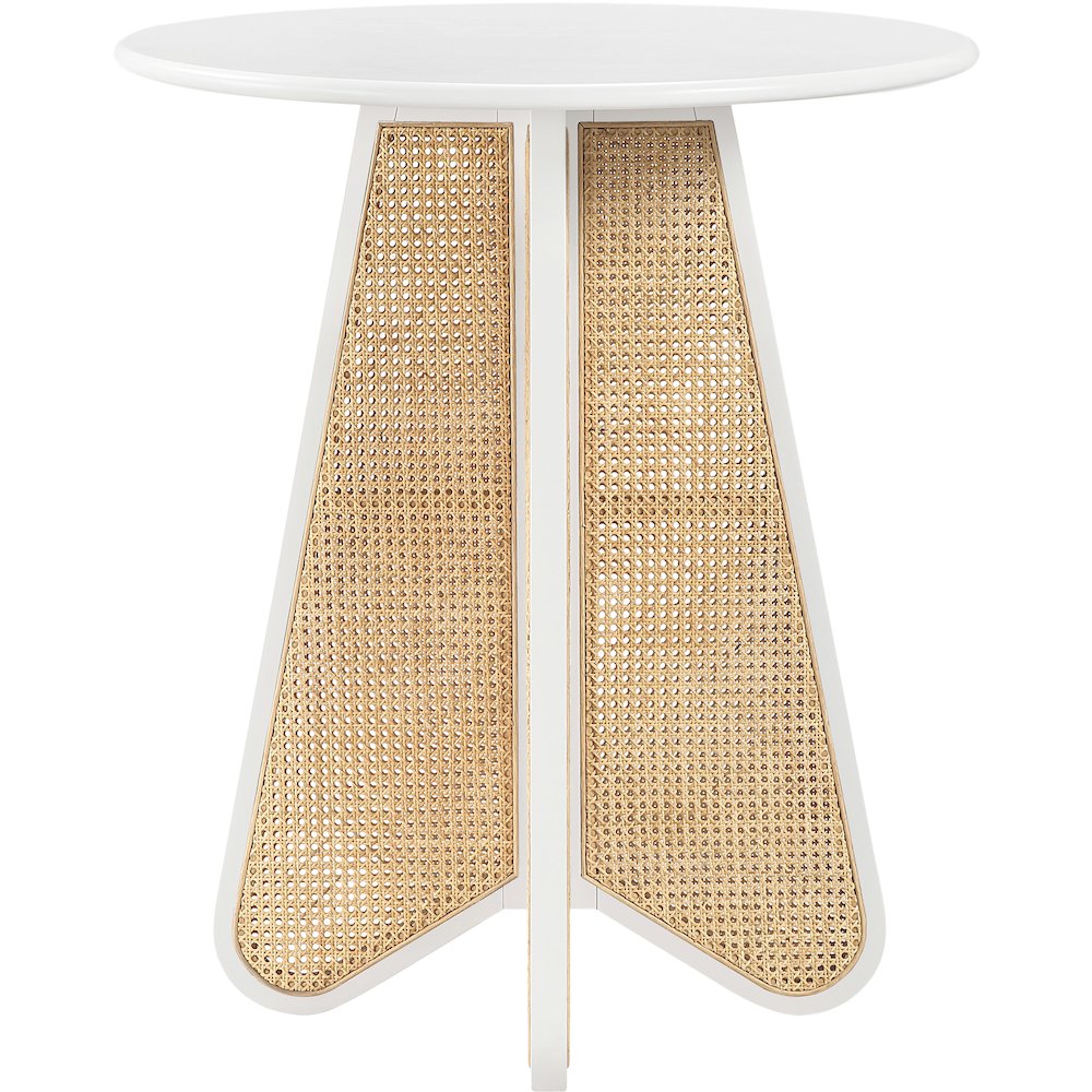 Butterfly 36" White / Natural Solid Wood And Natural Cane Bar Height Table