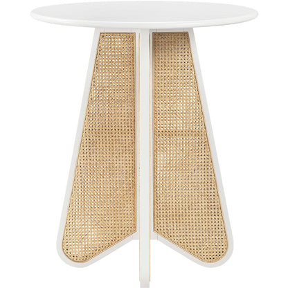 Butterfly 36" White / Natural Solid Wood And Natural Cane Bar Height Table