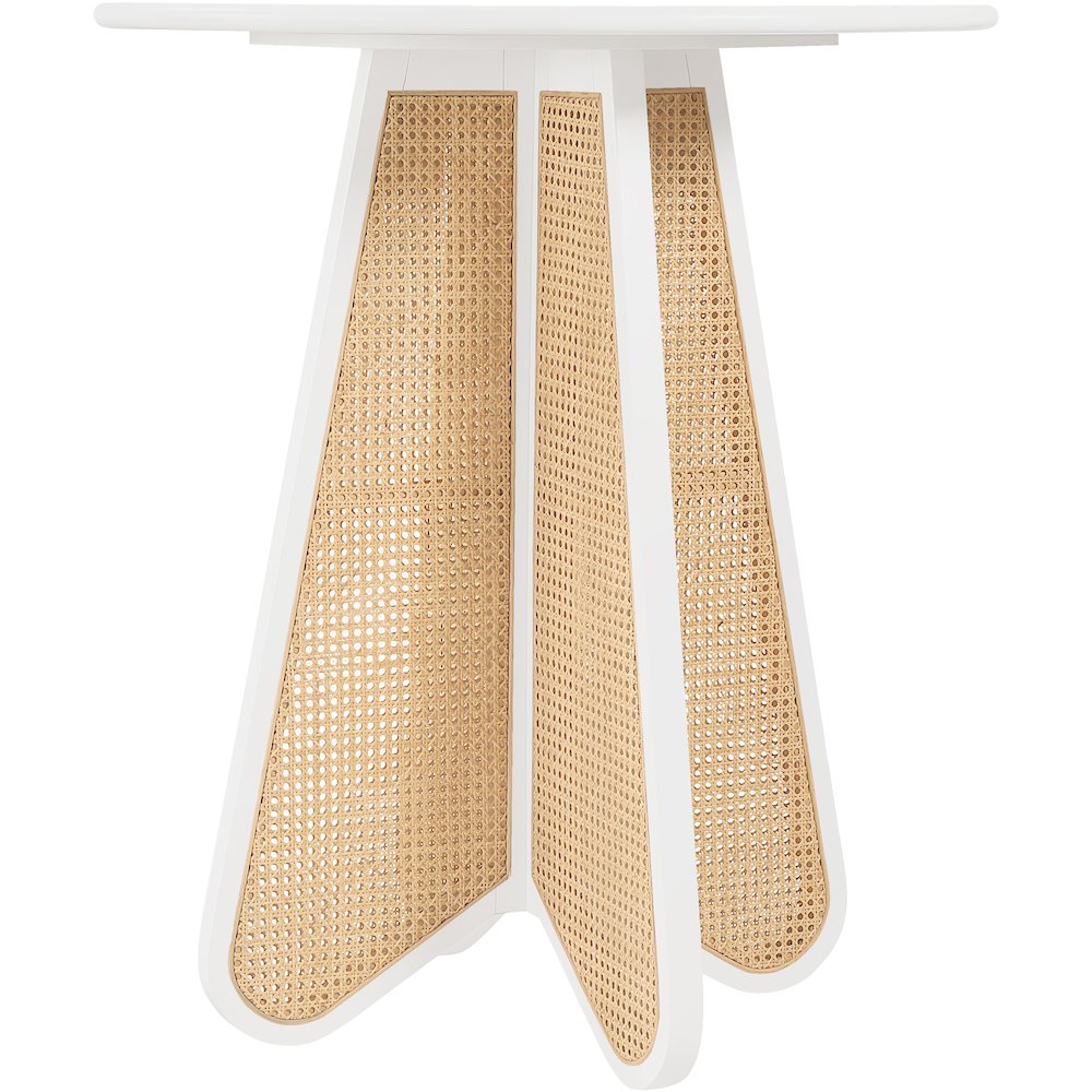 Butterfly 36" White / Natural Solid Wood And Natural Cane Bar Height Table