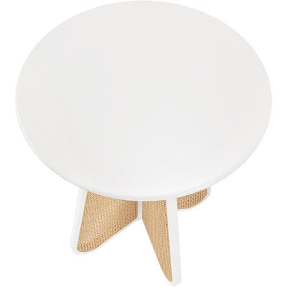 Butterfly 36" White / Natural Solid Wood And Natural Cane Bar Height Table