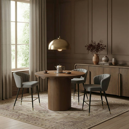 Dahlia 36" Brown Solid Wood And Natural Cane Counter Height Table