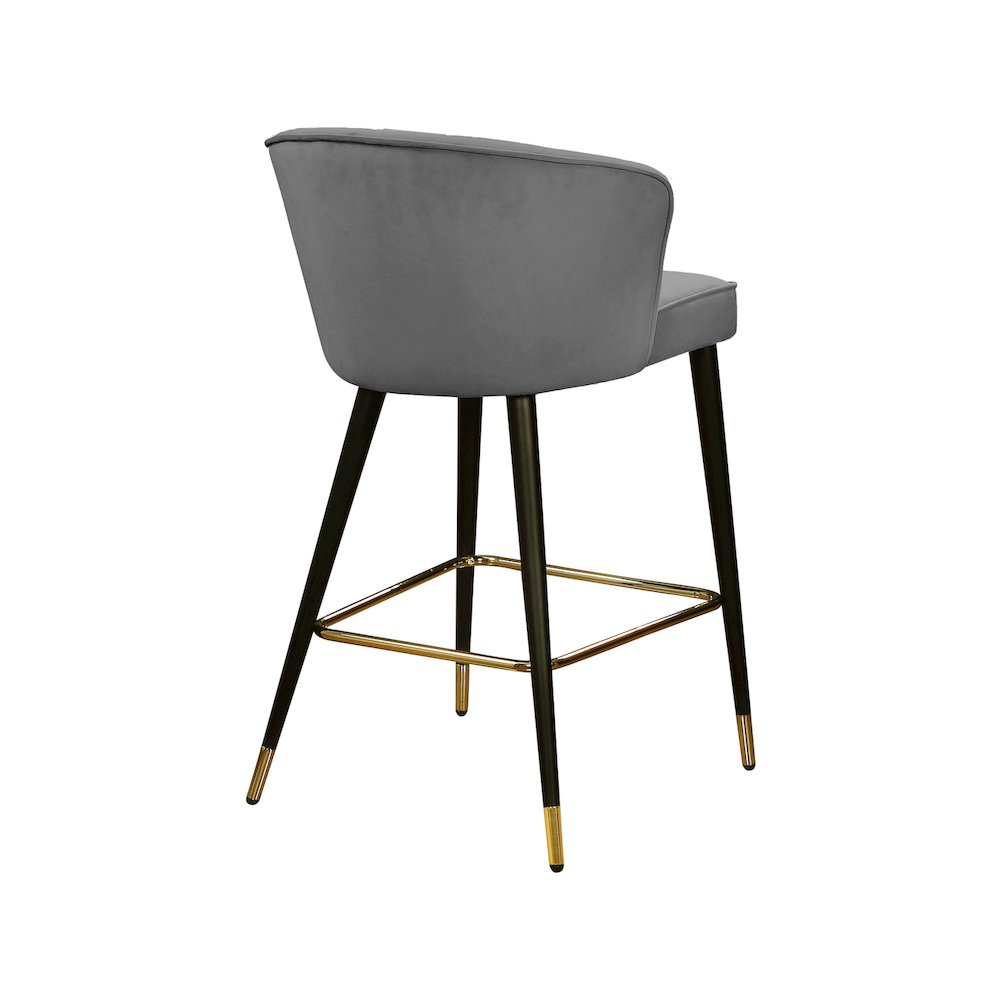 Cassie Grey Velvet Stool, Set of 2