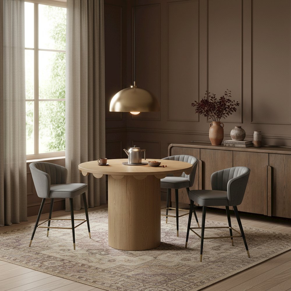 Dahlia 36" Natural Solid Wood And Natural Cane Counter Height Table