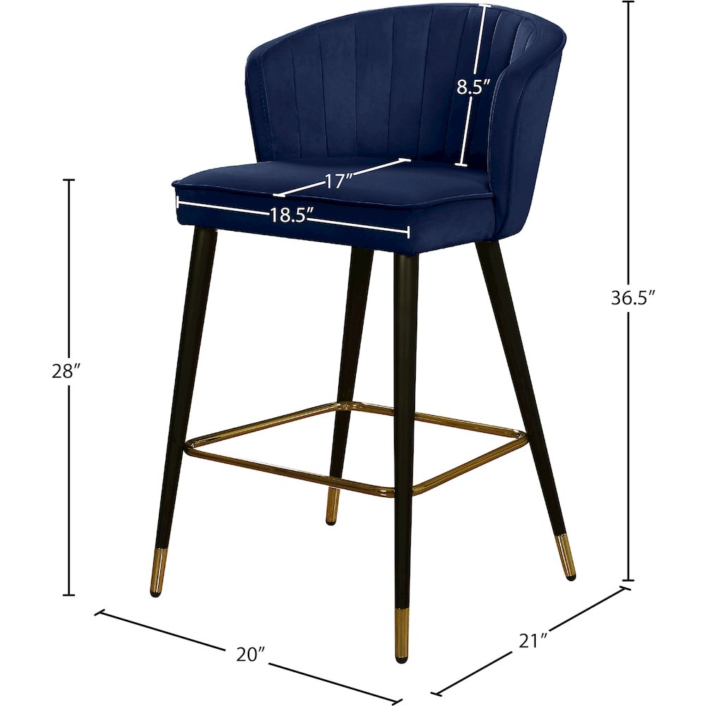 Cassie Navy Velvet Stool, Set of 2