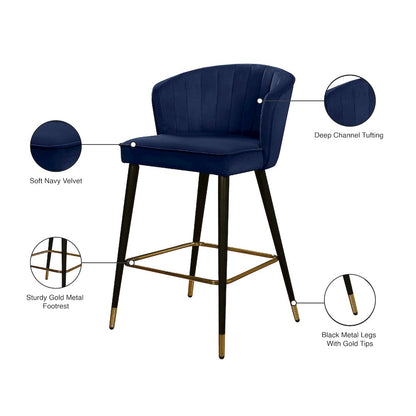 Cassie Navy Velvet Stool, Set of 2