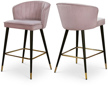Cassie Pink Velvet Stool, Set of 2