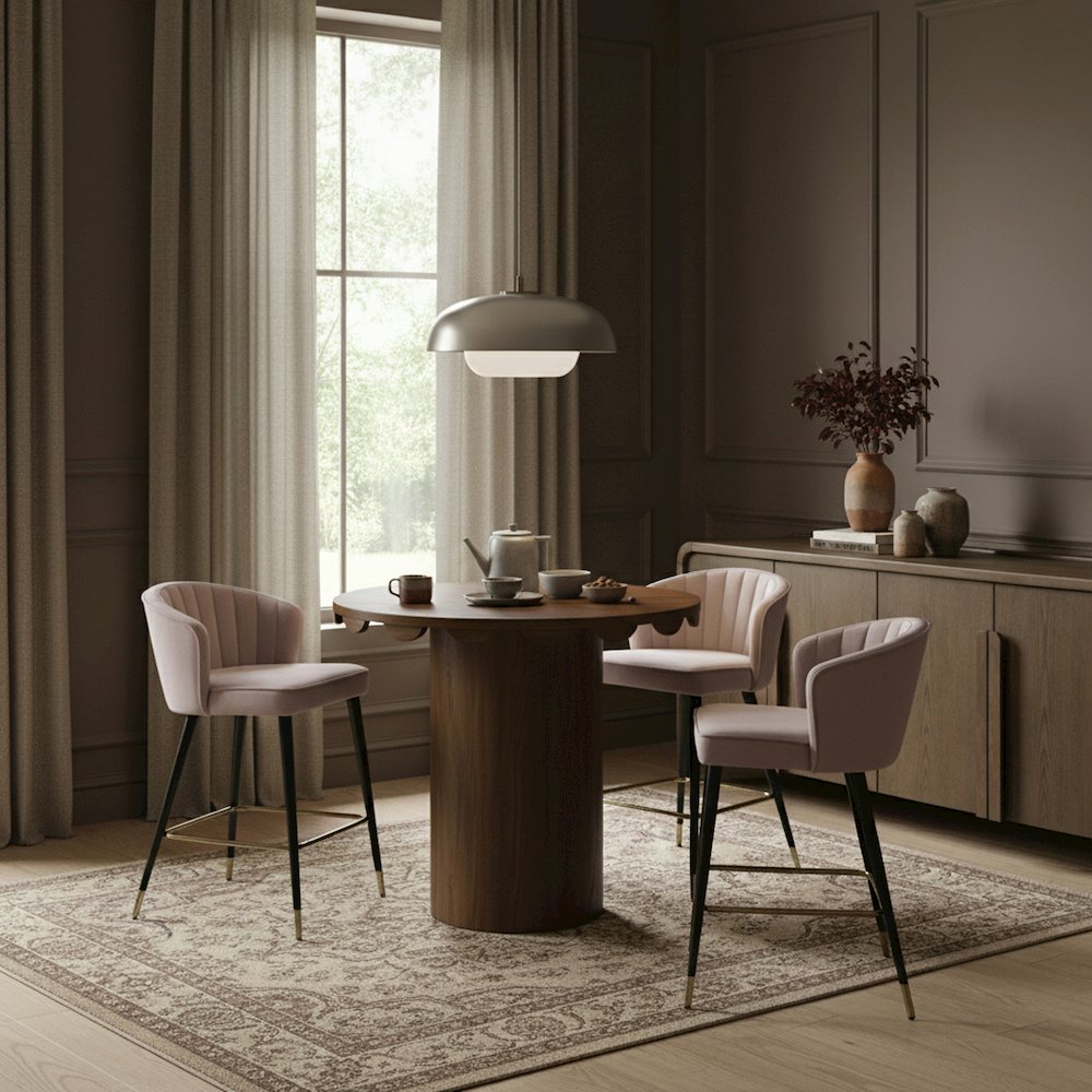 Dahlia 36" Brown Solid Wood And Natural Cane Bar Height Table
