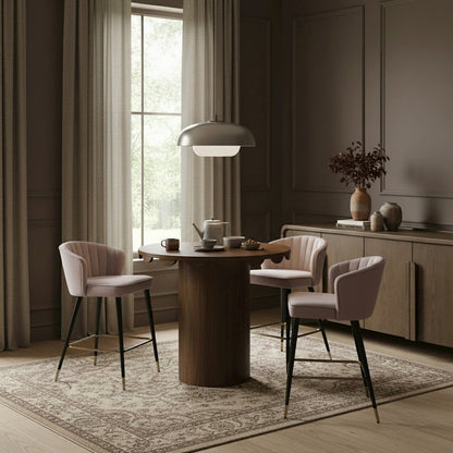 Dahlia 36" Brown Solid Wood And Natural Cane Bar Height Table