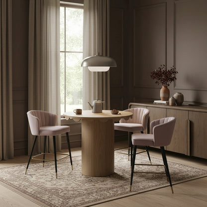 Dahlia 36" Natural Solid Wood And Natural Cane Bar Height Table