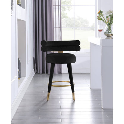 Fitzroy Black Velvet Counter Stool, Set of 2