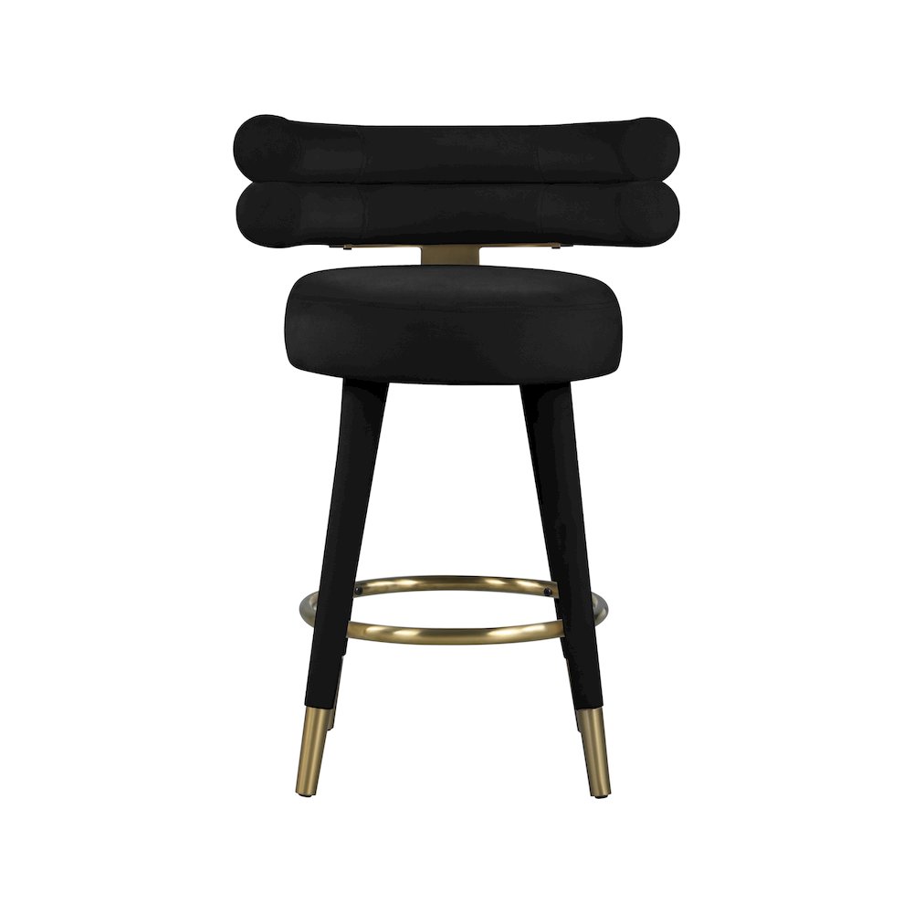 Fitzroy Black Velvet Counter Stool, Set of 2