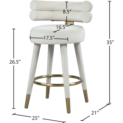 Fitzroy Cream Velvet Counter Stool, Set of 2