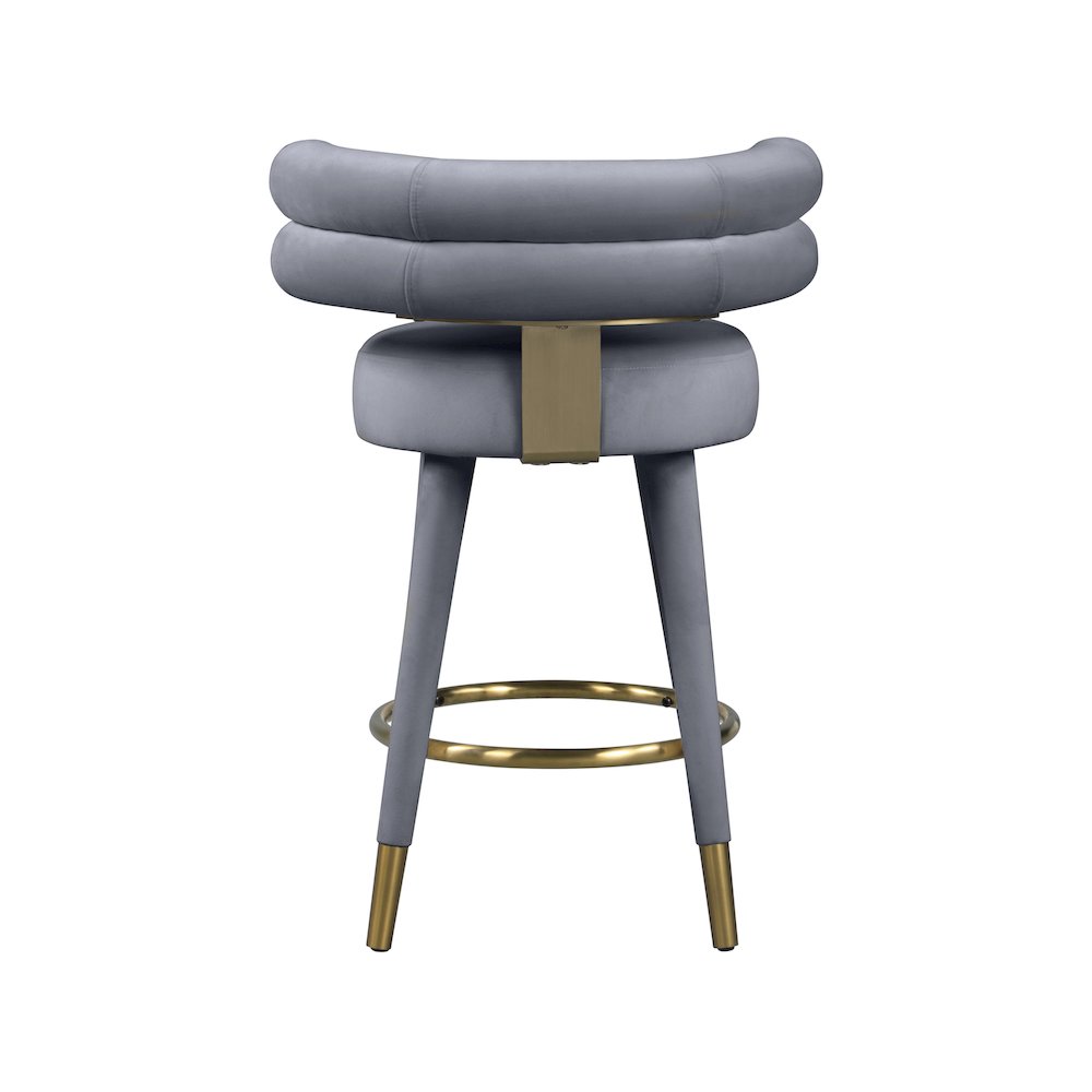 Fitzroy Grey Velvet Counter Stool, Set of 2