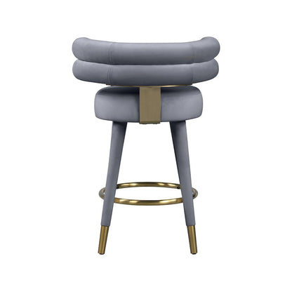 Fitzroy Grey Velvet Counter Stool, Set of 2