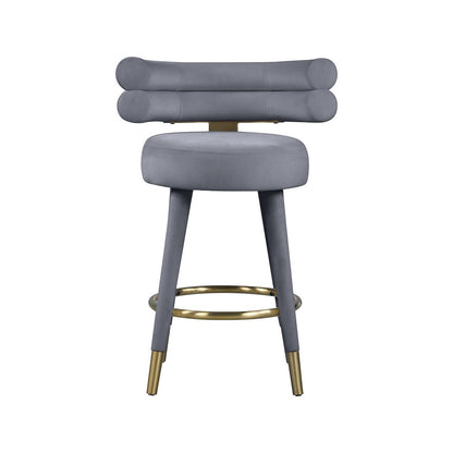 Fitzroy Grey Velvet Counter Stool, Set of 2