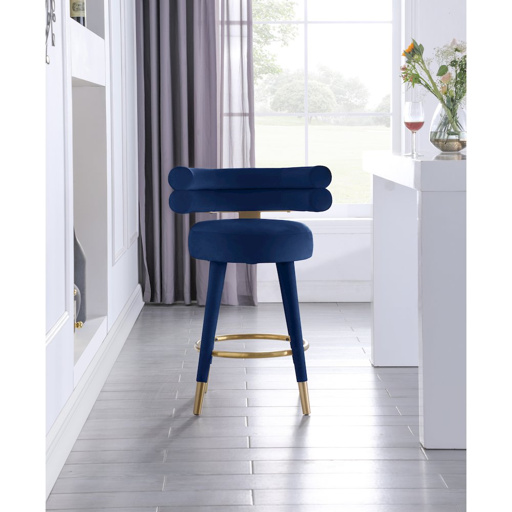 Fitzroy Navy Velvet Counter Stool, Set of 2