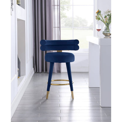 Fitzroy Navy Velvet Counter Stool, Set of 2