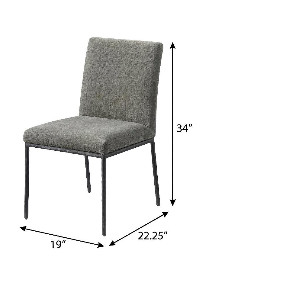 Gray Chenille Upholstered Dining Side Chairs Set of 2 with Cushioned Seat