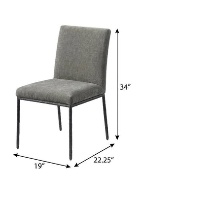 Gray Chenille Upholstered Dining Side Chairs Set of 2 with Cushioned Seat
