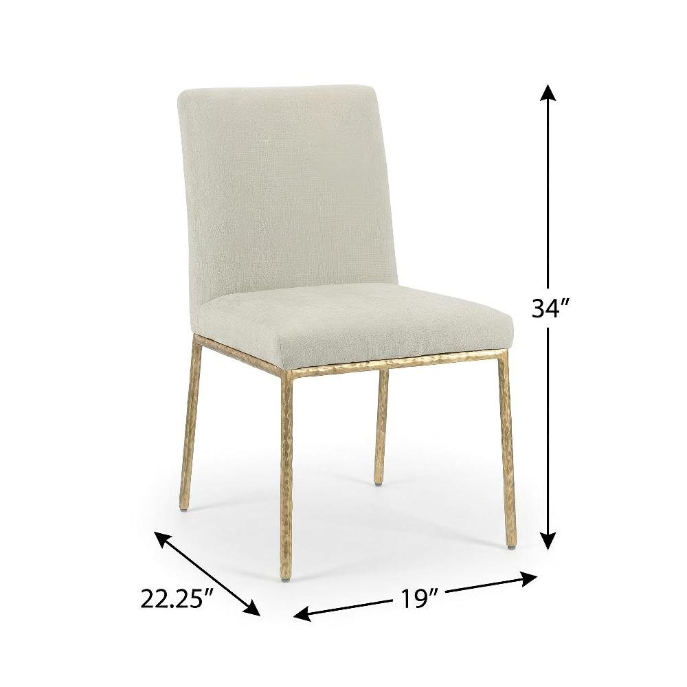Cream Chenille Upholstered Dining Side Chairs Set of 2 with Contemporary Design
