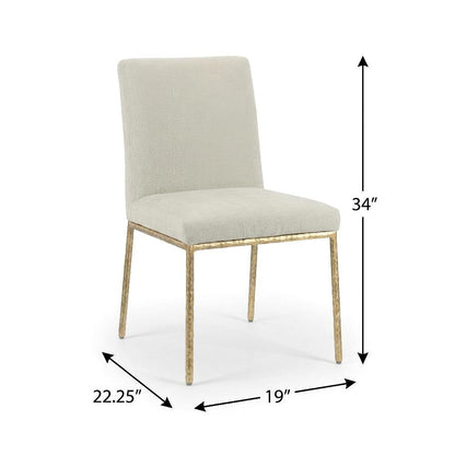Cream Chenille Upholstered Dining Side Chairs Set of 2 with Contemporary Design