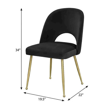 Gold Velvet Dining Chair Set of 2 with Contemporary Design and Cushioned Seat