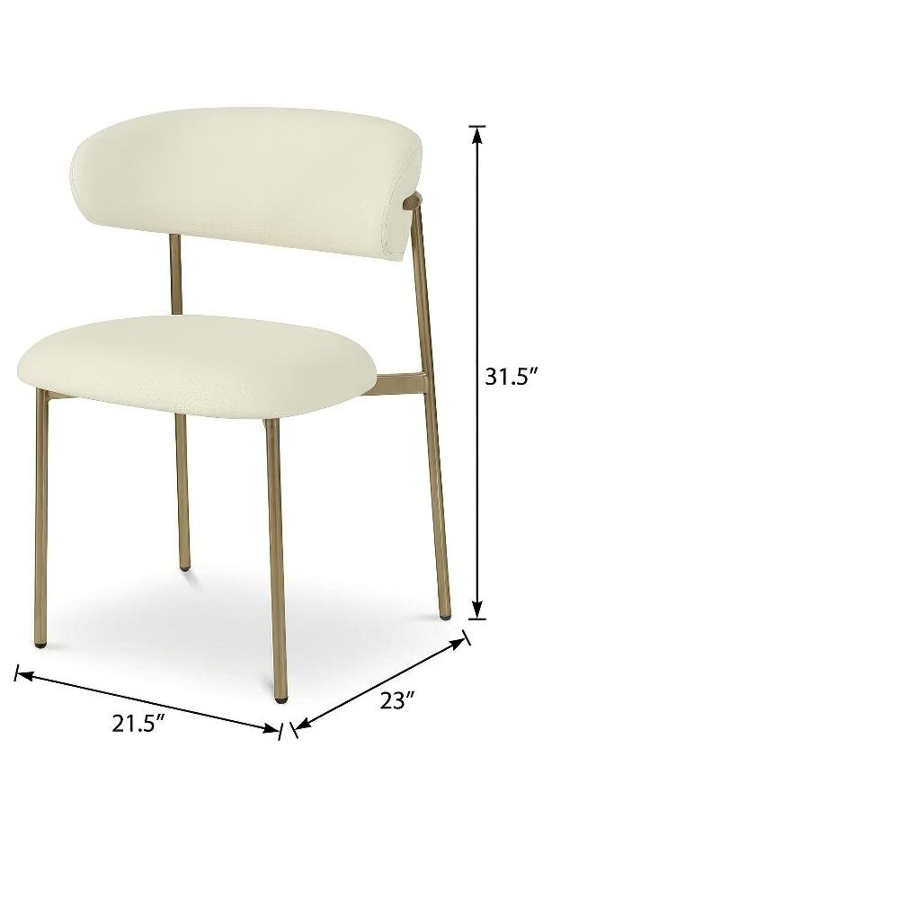 Brushed Gold Vegan Leather Dining Chair Set of 2 with Contemporary Design