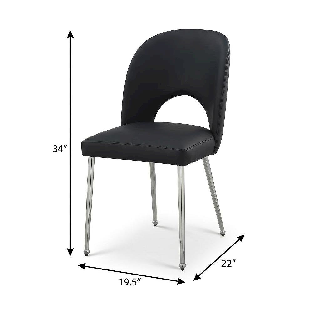 Chrome Vegan Leather Dining Chairs Set of 2 with Contemporary Design