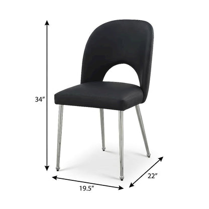 Chrome Vegan Leather Dining Chairs Set of 2 with Contemporary Design
