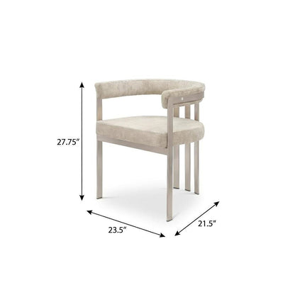 Brushed Silver Velvet Dining Chair 2-Piece Set with Armrests