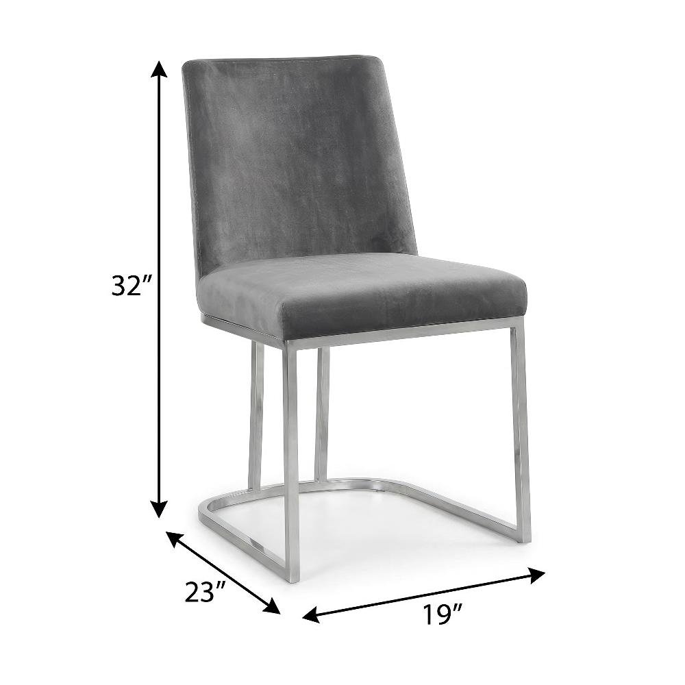 Chrome Velvet Dining Chairs Set of 2 with Contemporary Design