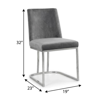 Chrome Velvet Dining Chairs Set of 2 with Contemporary Design