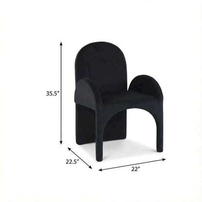 Black Velvet Dining Arm Chairs Set of 2 with Contemporary Style