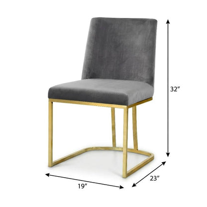 Gold Velvet Dining Chair Set of 2 with Contemporary Back Design