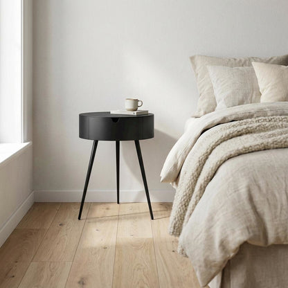 Black Nightstand with Contemporary Finish and Modern Style