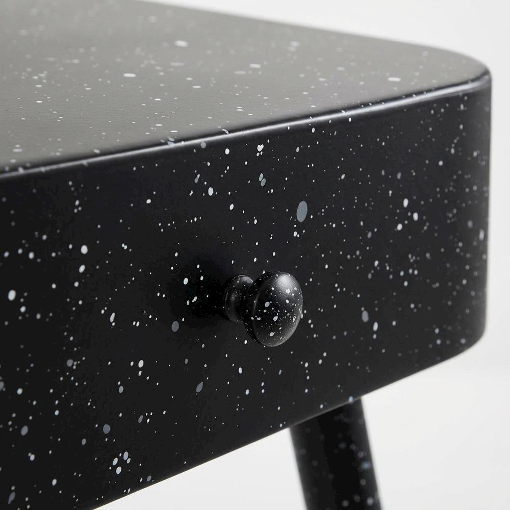 Black Iron Nightstand with Contemporary Style and Terrazzo Black Finish