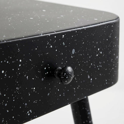 Black Iron Nightstand with Contemporary Style and Terrazzo Black Finish