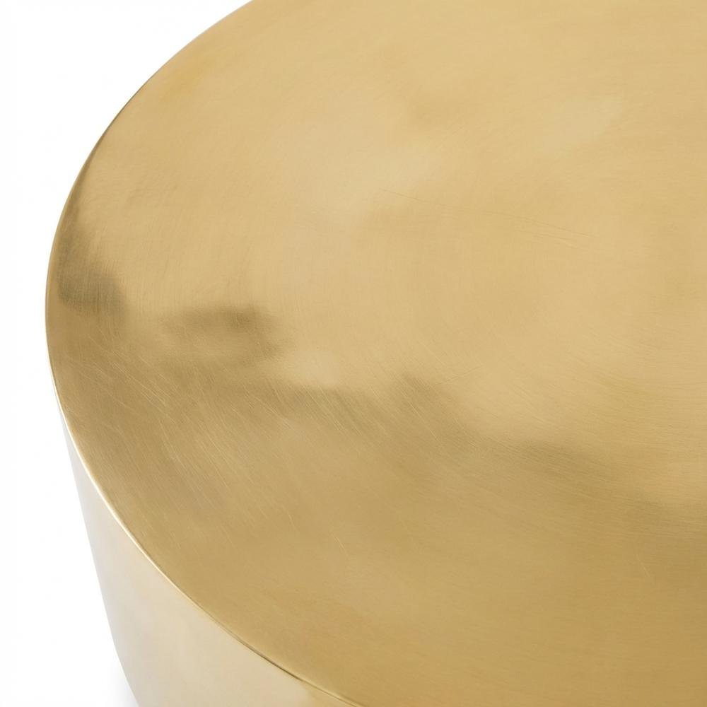 Contemporary Gold Coffee Table with Drum Legs and Stylish Finish