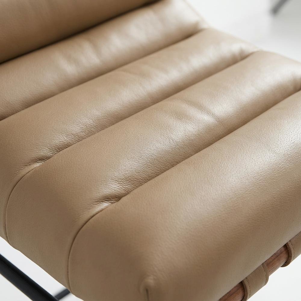 Vegan Leather & Boucle Counter Stool for Bar, Tan Vegan Leather