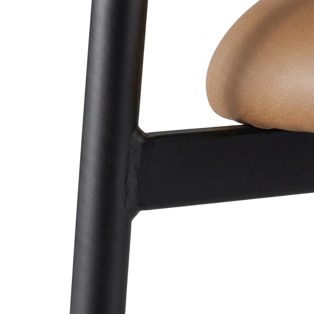 Vegan Leather Counter Stools with Back, Kitchen Island, Cognac, Set of 2