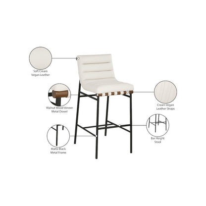 Burke Cream Vegan Leather Bar Stool