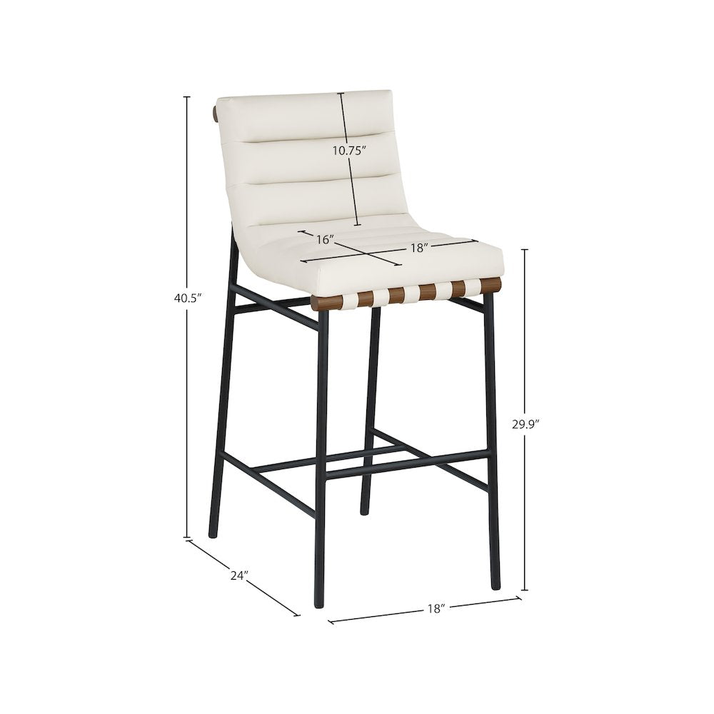 Burke Cream Vegan Leather Bar Stool